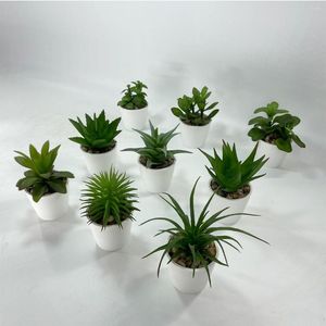 装飾的な花人工植物ボンサイ小さな偽のアロエジューシーなポット植物デスクトップテーブル装飾パーティーオフィスホームガーデンデコレーション