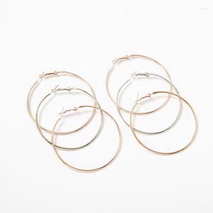 Серьги обруча 60 мм 3 пары сет Большой круг для женских ювелирных изделий из розового золота, покрытых круглыми кольцами
