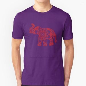 Camisetas masculinas Mandala elefante vermelho Camiseta de manga curta de verão Men