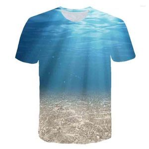 Mäns T-skjortor Seaside Landscape Mönster 3D Tryck på barns t-shirts för män och kvinnor avslappnad strand vind andas bekväma