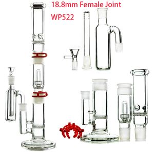 Ice pinch Glass Bongs 19 Inch Plastic Clip 18mm Female Joint Water Pipes bee comb disc perc Oil Dab Rigs Straight Perc Hookahs with bowl WP522
