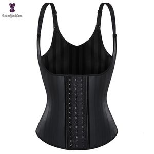 Women's Shapers Latex Body Slimming Shapewear Vest Waist Trainer Sweat Sport Shaper Belly Sheath Modeling Straps Steel Boned Posture Shaper Belt 230307