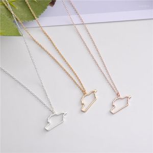 Pendant Necklaces 10 Outline Hollow Asia Syria Map State Geography Necklace City Hometown Geometric Souvenir Clavicle Jewelry