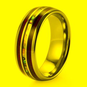 Alyans Nature 8mm Tungsten Karbür Yüzüğü Gerçek Ahşap Renkli Parçalar/Erkekler için Çok Renkli Nişan Bandı