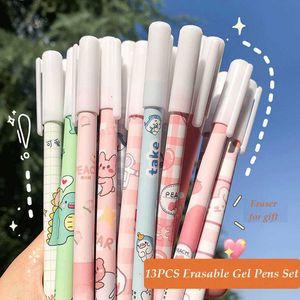 Gel Pens 13pcs kawaii Erasable Gel Pen Set 05mm Refill Ballpoint Pen for kids Writing pen cute Stationery School Office Writing Supplies J230306