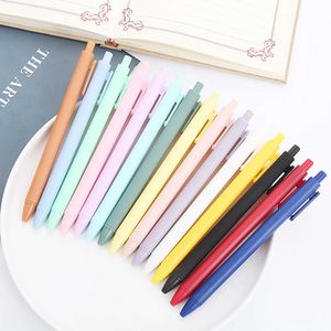 Gel Pens 10PcsLot Macaron Morandi Colors Retractable Signature Gel Pens 05mm Black Ink Smooth Writing Students School Office Stationery J230306