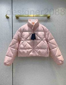 Kobiet Down Down Parkas Autumn Winter Jackets for Women Recycled Nylon Tkanina List do druku Diamond Short-Up kołnierz Shiny 5ne9