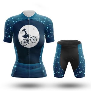 Moon Women Summer Cycling Jersey Set Short Sleeve Mountain Bike Cycling Clothing Breathable MTB Bicycle Clothes Wear Suit V27