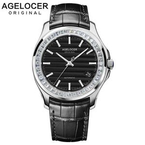 Designer Watches Mens Wristwatches AGELOCER Automatic Mechanical Watch Luxury Genuine Leather Brand Waterproof Clock Gem-set Crystal Belzel Watches