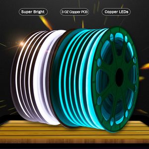 Super Bright 12V 2835 LED Neon Sign Belt Tube Flexible Strip Light Rope Silica Gel 8mm * 16mm 120LEDs m 12W IP67 Waterproof Outdoor for Club Front Window Decorate