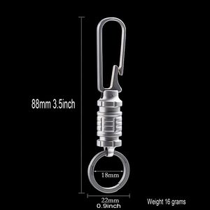 Key Rings Super fine TC4 Ti Swivel detachable keychain Solid titanium Japanese fishhook U hook Carabiner Key ring Safety Hook D