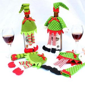 Decorações de Natal 1 Definição de garrafas de vinho tinto Capas de decoração de mesa Bolsas Presentes Ano 7z