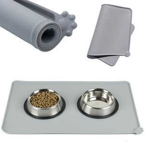 Dog Bowls Feeders Silicone Mat Non -Stick Pet Fountain Tray Cat Bowl Waterproof Food Pad Feed Drinking Pads Easy Washing Placemat 230307