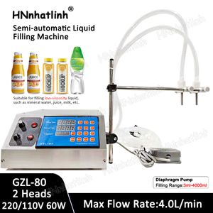 GZL-80 With 2 Heads Liquid Filling Machines 3-4000ml Manual Electric Digital Control Pump Machinery Small Bottle Tube Mineral Water Juice Oil Liquid Filler