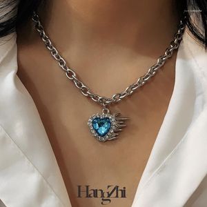 Chains HANGZHI 2023 Titanium Steel Rippling Liquefied Heart Gem Pendant Necklace For Women Girls Men Party Jewelry Gifts Wholesale1