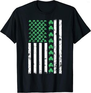Herren T-Shirts Amerikanische Flagge St. Patricks Day Shirt Vintage Irish Lucky T-Shirt