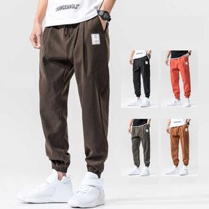 Herrbyxor nya höst stickade byxor casual hip hop män svettbyxor mode streetwear jogger lounge bär fast färg herr streetwear byxor z0306