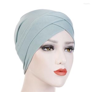 Etnisk kläder Solid färg Islamisk muslimsk bomull Plain Hijab Hat Women Turban Head Scarf Neck Cover Burka under Bone Bonnet Cap Wear