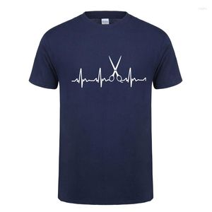 Men's T Shirts Summer Style Men Heartbeat Of Hairdresser T-shirt Printed Short Sleeve O Neck Cotton Clothing Tops OT-725