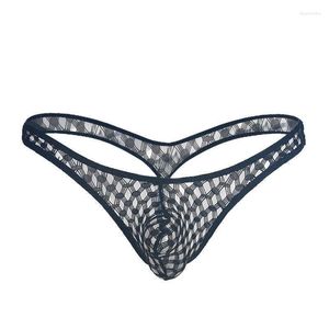 Underbyxor andningsbara mini bikini thongs sexiga mens rutnät underkläder underkläder manlig cueca fetisch gay transparenta trosor tanga jockstrap trosor