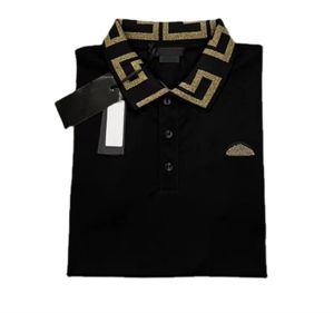 Camicia POLO uomo nuova stagione 2023 ricamo oro stile minimalista cotone perlato mercerizzato