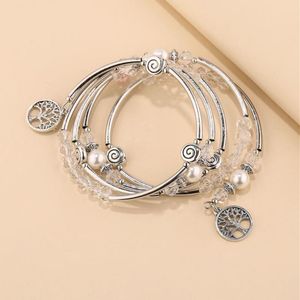 Wielowarstwowy miedziany pierścień w stylu bransoletki drzewa życia Pearl Pierścień