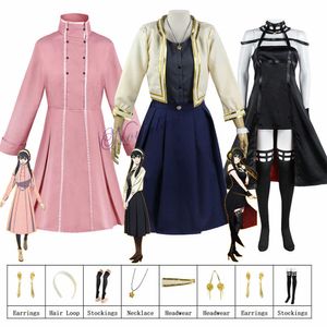 Anime kostymer spyxfamily yor cosplay anime spion x family yor forger cosplay come wig klänning yor briar örhänge långa hår kvinnor kläder set z0301