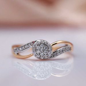 Cluster Rings Kinel Luxury Bridal Wedding Ring Micro-wax Inlay Natural Zircon 585 Rose Gold With Silver Color Rings for Women Vintage Jewelry G230228 G230307