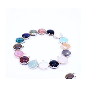 Pendant Necklaces Natural Stone Mixed Color Striped Cut Round Dyed Plated Agate Decorated With Lady Charm Drop Delivery Jewelry Penda Dhnmx