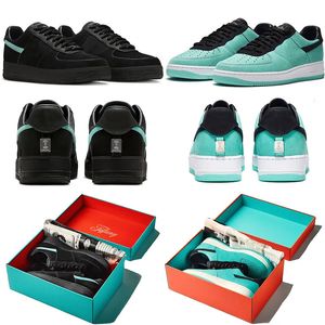 Designer 1 One Low Men Women Running Shoes Sneaker Tiffany Blue Black Multi Color DZ1382-001 Herr Trainers Sports Platform Sneakers Storlek 36-45