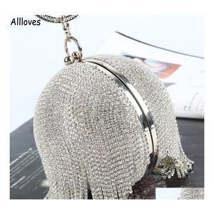 Handtaschen Geldbörsen Splitter Diamanten Strass Runde Kugel Abend für Frauen Sparkly Kristalle Mode Mini Quasten Clutch Bag Damen RI Dhxvz