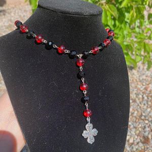 Anhänger Halsketten Kreuz Kurze Rosenkranz Halskette Mallgoth Kinderwhore Cottage Core Märchen Gothic