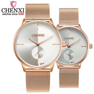 Armbandsur Kvinnor Watches Quartz Top Fashion Armband Watch Couple Rose Gold rostfritt stål mesh bälte