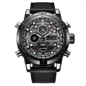 Wristwatches LED 24 Hour Instruction Watch Leather Strap Electronic Military Sports Style Wristwatch Gift For Men Teenagers