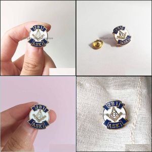 Pins Broschen 100pcs Mauerwerk Pins Brosche Blue Lodge Hart Emaille 2B1 ASK1 LAPEL PIN MASONEN FACTORY CENustär Freimaurer -Badge Crafts Souve DH4P5