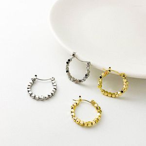 Hoop Earrings Unique Square Polygon Copper Beads Simple Ball Round Circle Trend Female Jewelry Accessories 2023