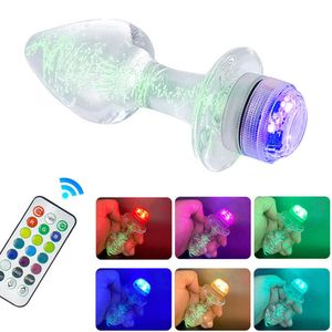 Anal Toys Glass Anal Plug Dilators Remote Control LED Lysande rumpa Plug Anal Plug Prostate Massage Anal Dildo för män Kvinnor Vuxna L230306