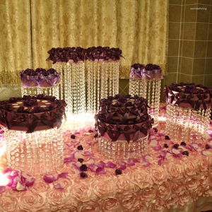 Suprimentos festivos 7pcs Cristal Clear Acrylic Round Cupcake Stands para exibição de aniversário de casamento de alta qualidade rack natal