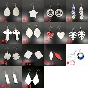 DIY SUBlimação em branco Brincos Brincos de designer Gifes Party Gifts Giftos do Dia dos Namorados DIY para Mulheres 14 Estilo FY4386 TT0307