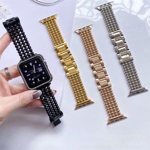 Paslanmaz Çelik Straps Band 88 Toplar Zincir Elastik Bantlar Bileklik Apple Watch için Lüks Bilezik 38/40/41mm 42/44/45/45/45/IWATCH SERİSİ 3 4 5 6 7 8