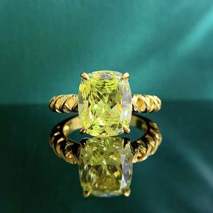 14K Gold Peridot Diamond Pierścień 100% Real 925 Srebrny Party Wedding Pierścienie dla kobiet Bridal REATEMENT GREAD Prezent