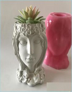 Candles Handmade Resin Girl Vase Sile Mod Diy Pen Candle Holder Concrete Flower Pot Maker Plaster Planter Molds Drop Delivery 20219643803
