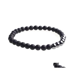 Beaded Strands Magnetic Bracelet Black Agate Male And Female Sexual Anxiety Relief Aura Cure Fashion Pop Drop Delivery Jewelry Brace Dhfve