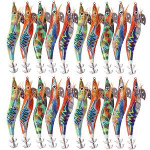 Yemler 30pcs20pcs10pcs ahşap karides balıkçılık cazibesi kalamar jig kancası ahtapot mürekkep balığı yapay jigging sert yem 230307