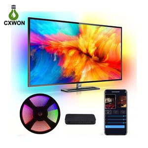 TV LED şerit lambaları 75 inç HMDI Senkronizasyon Kutusu RGB 5050 30 LED/M 3,8M USB Powered TV LED Arka Işığı Kiti TV PC için