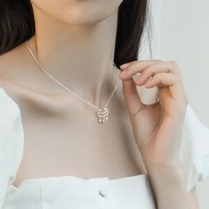 Pendant Necklaces S925 Silver Long Life Lock Necklace Female Bell Tassel Fashion Short Clavicle Chain For Women