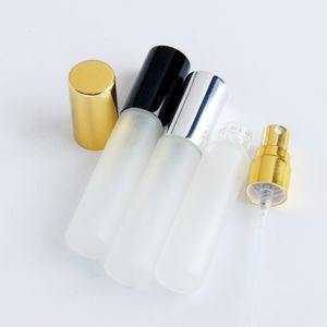 100 -stcs/lot 10 ml parfum fles matglade glasrefilleerbare aluminium dop spuitflessen