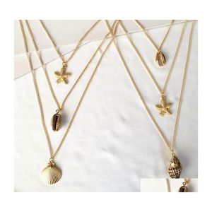 Pendant Necklaces Bohemian Shell Conch Necklace Female Girl Statement Jewelry Gift Gold Drop Delivery Pendants Dhti1