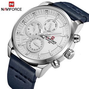 Zegarek na rękę na rękę Męskie markę NaviForce Top Luksusowa wodoodporna 24 -godzinna data kwarcowy mody skórzany sport