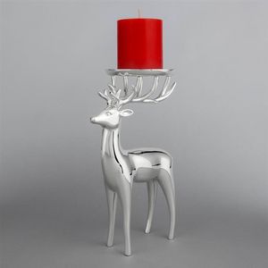 Elegant silverplätering Kisite Deer Candle Holder Tea Light Candle Stick Home Decor Birthday Present Dec180346L